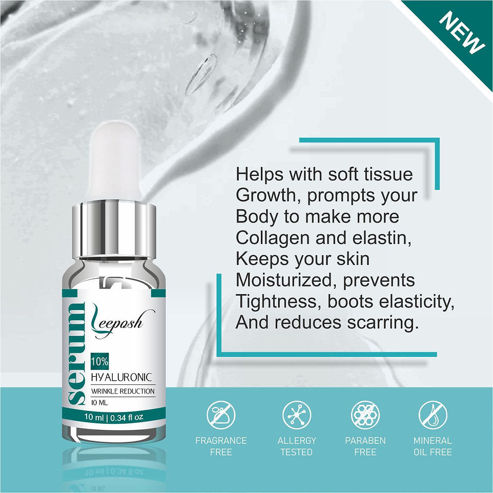 Leeposh Hyaluronic 10% Serum with 540 Needle Derma Roller for Hydrated and Youthful Skin