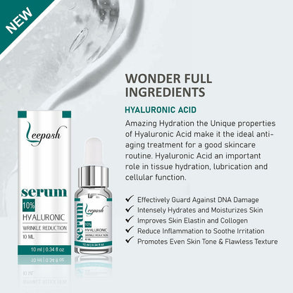 Leeposh Hyaluronic 10% Serum with 540 Needle Derma Roller for Hydrated and Youthful Skin