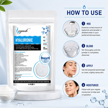 Leeposh Pure Hyaluronic Acid Powder – Cosmetic Grade for Anti-Aging & Moisturizing