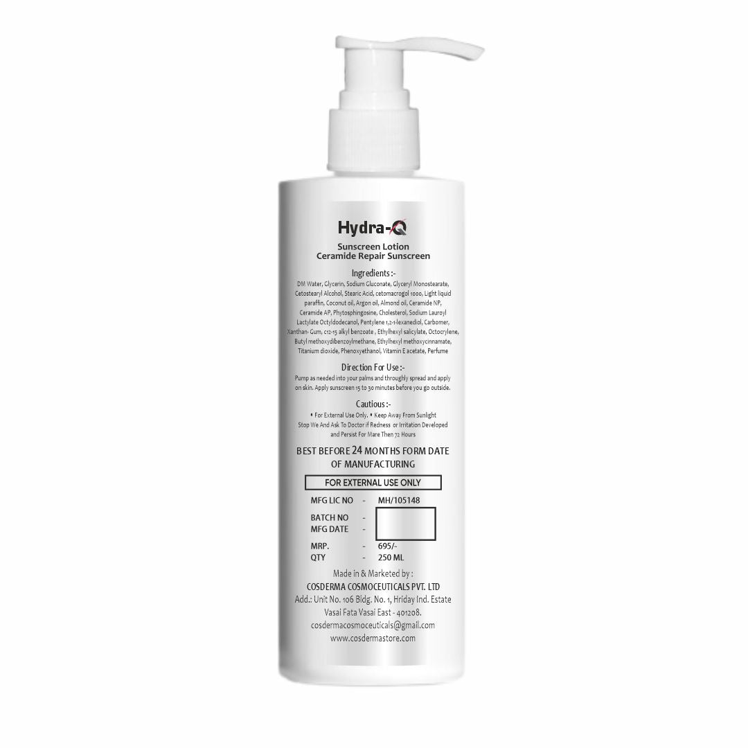 Hydra Q Sunscreen Lotion SPF 50 with Ceramide Repair - 250ml