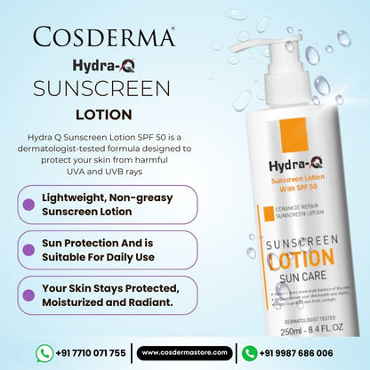 Hydra Q Sunscreen Lotion SPF 50 with Ceramide Repair - 250ml