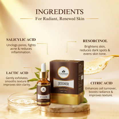 Cosderma Jessner Gel Peel – Advanced Chemical Peel for Acne Scars, Fine Lines, and Pigmentation