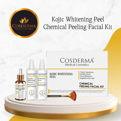 Cosderma Kojic Whitening Peel - Brighten & Even Skin Tone | Chemical Peeling Facial Kit