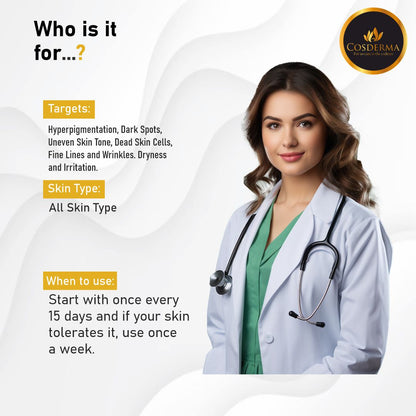 Cosderma Kojic Whitening Peel - Brighten & Even Skin Tone | Chemical Peeling Facial Kit