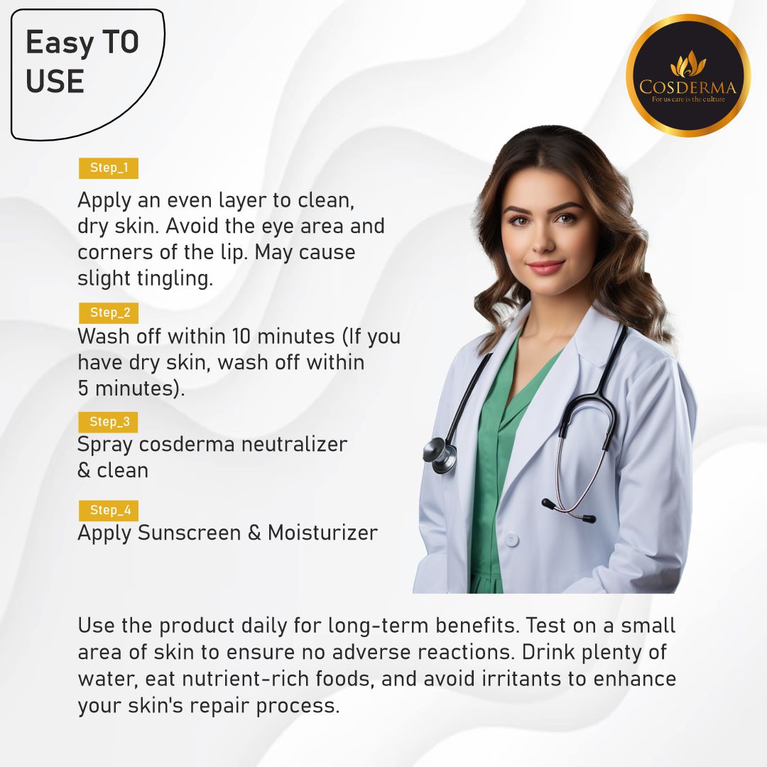 Cosderma Kojic Whitening Peel - Brighten & Even Skin Tone | Chemical Peeling Facial Kit