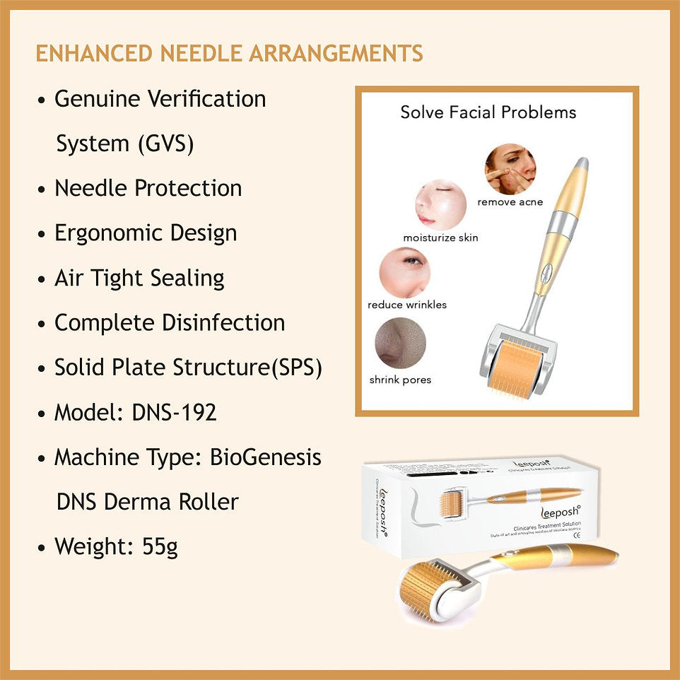 Leeposh Clinicares Treatment Solution Derma Roller 192 Needles: Advanced Micro-Needle Therapy for Anti-Aging and Scar Reduction