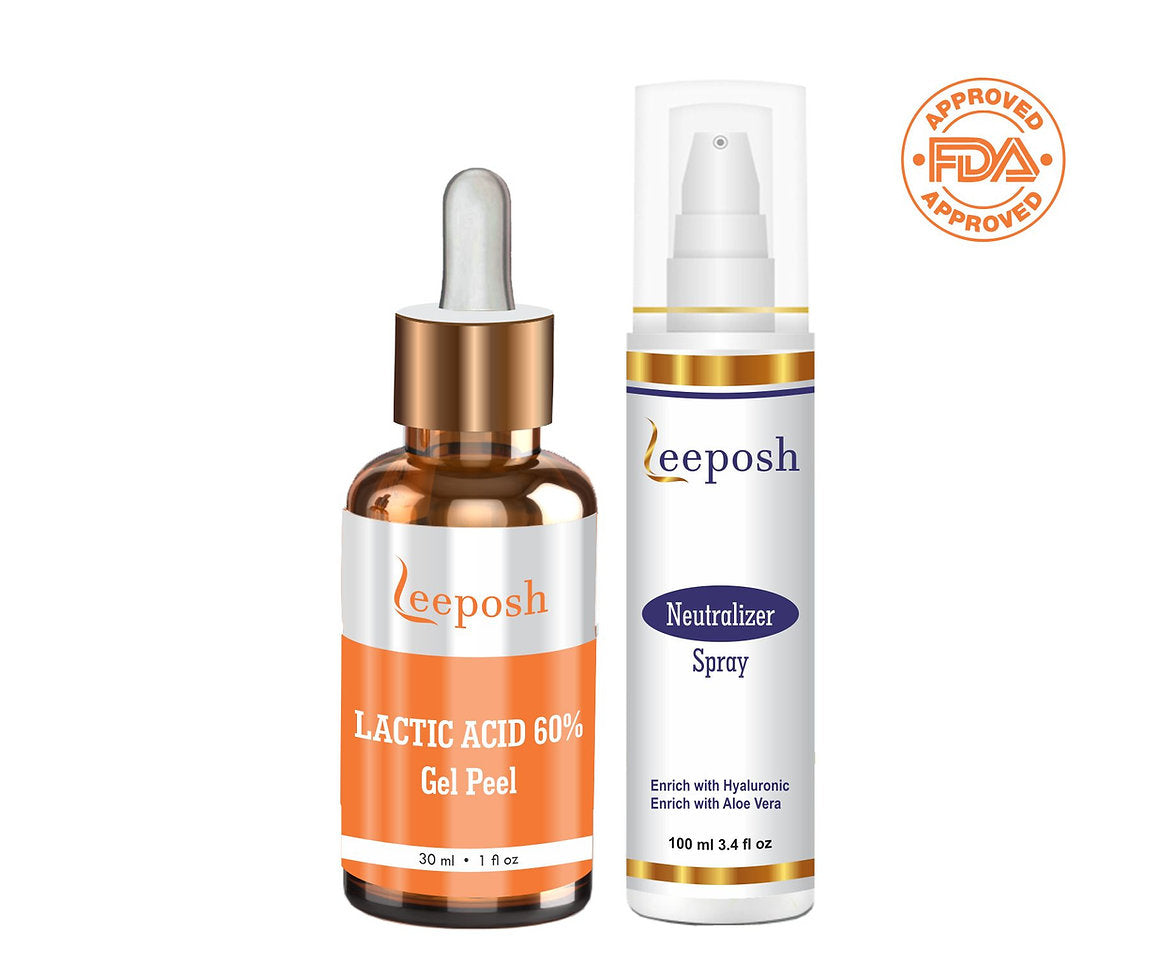 Leeposh Lactic Acid 40% Gel Peel with Neutralizer Spray | FDA Approved Peel for Acne Scars, Wrinkles & Uneven Skin Tone