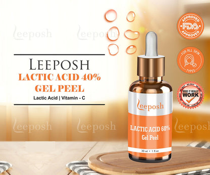 Leeposh Lactic Acid 40% Gel Peel with Neutralizer Spray | FDA Approved Peel for Acne Scars, Wrinkles & Uneven Skin Tone