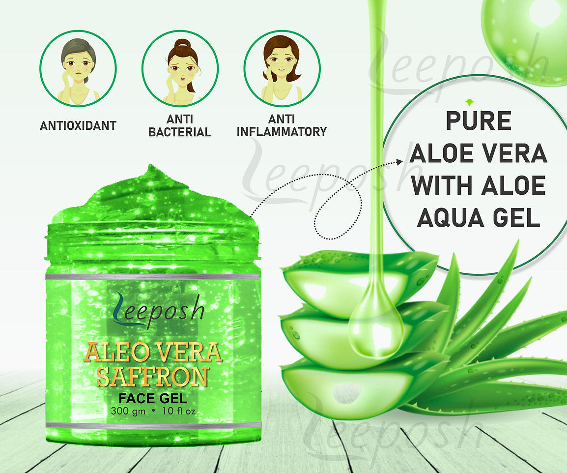 Leeposh Aloe Vera Saffron Face Gel Anti ageing | Intense Hydration for Skin