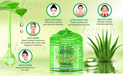 Leeposh Aloe Vera Saffron Face Gel Anti ageing | Intense Hydration for Skin