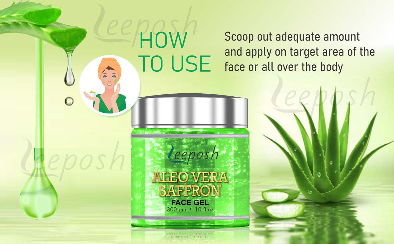 Leeposh Aloe Vera Saffron Face Gel Anti ageing | Intense Hydration for Skin