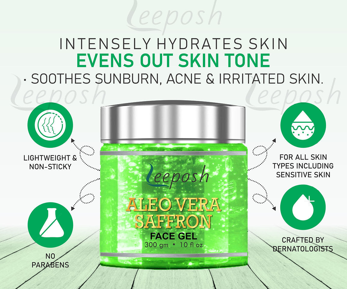 Leeposh Aloe Vera Saffron Face Gel Anti ageing | Intense Hydration for Skin