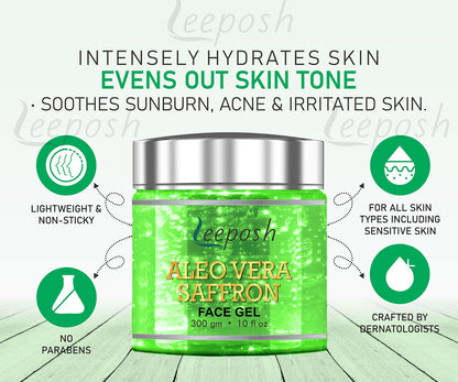 Leeposh Aloe Vera Saffron Face Gel Anti ageing | Intense Hydration for Skin