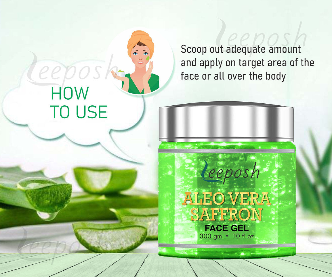 Leeposh Aloe Vera Saffron Face Gel Anti ageing | Intense Hydration for Skin