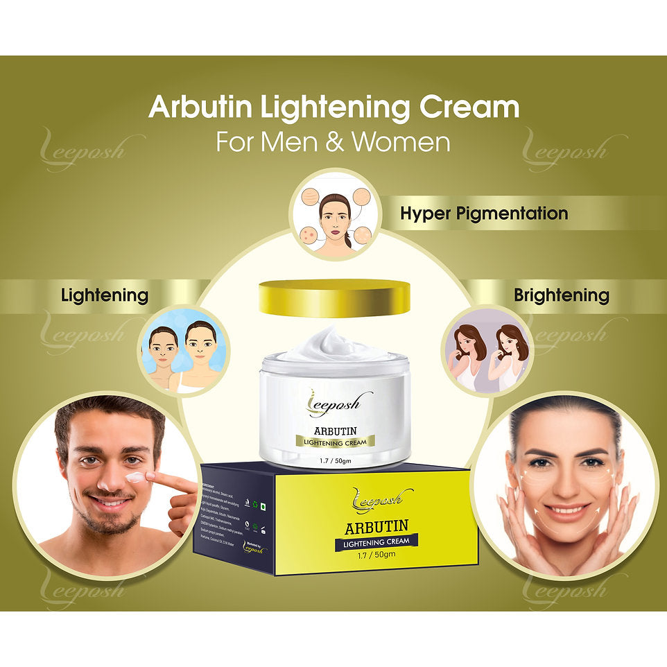 Leeposh Arbutin Lightening Cream with Vitamin C & Hyaluronic Acid | Skin Brightening & Anti-Aging Formula