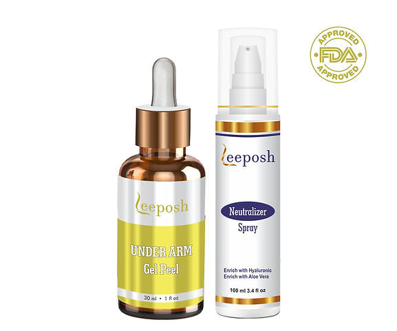 Leeposh Under Arm Peel | Glycolic Gel Peel 30% & Lactic Acid for Skin Lightening with Neutralizer Spray