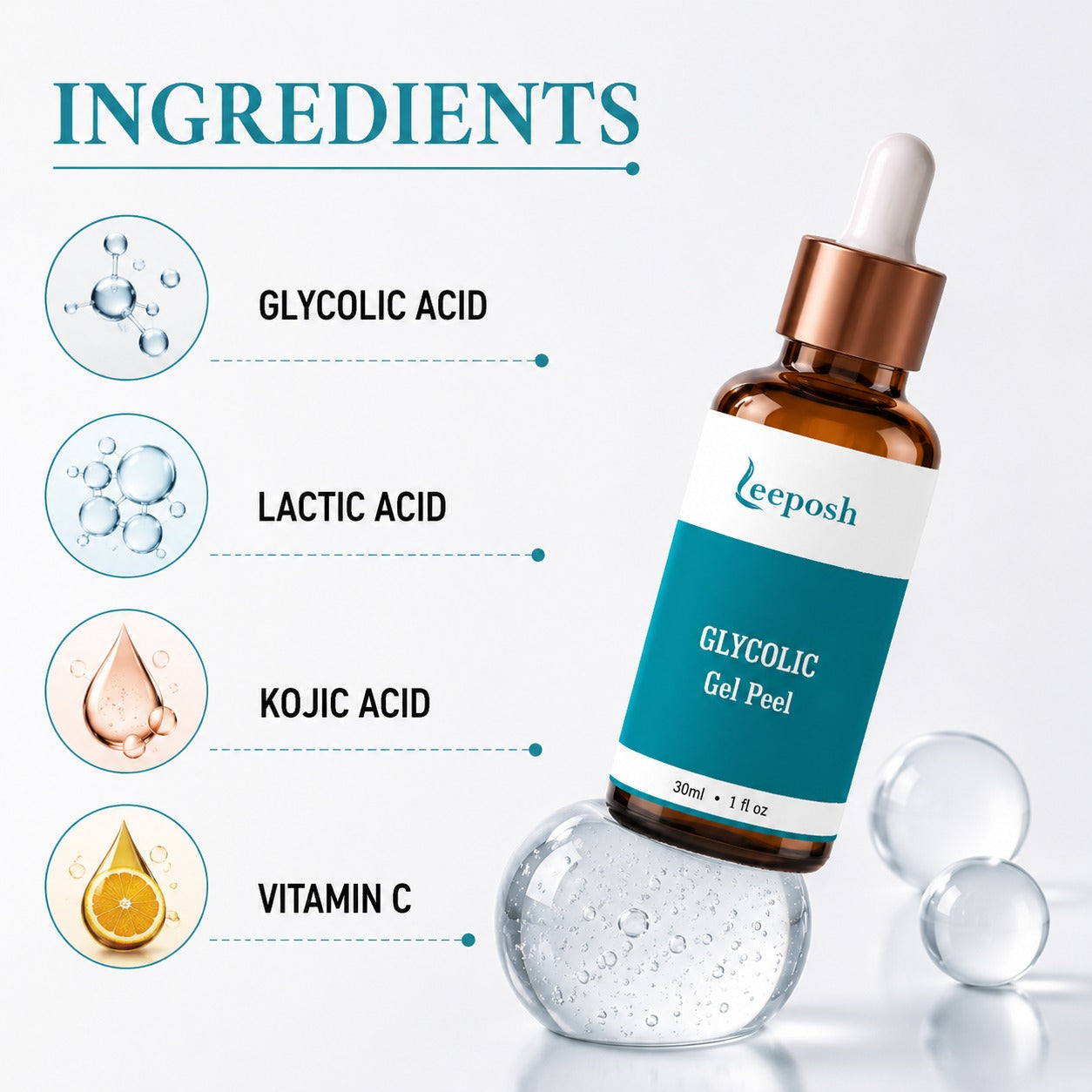 Leeposh Glycolic Acid Peel AHA – Rejuvenating Brightening Glow Peel