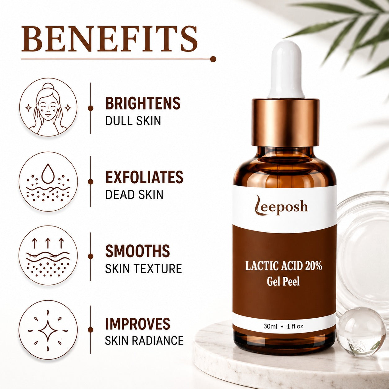 Leeposh Lactic Acid Peel 20% – Acne Scar & Pigmentation Removal, Anti-Aging