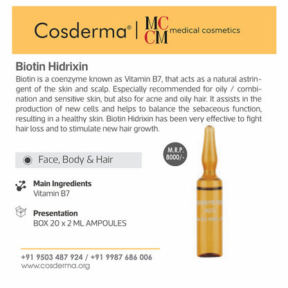 MCCM Biotin Hidrixin Ampoules for Hair Growth and Skin Health | 20 Ampoules x 2 ml