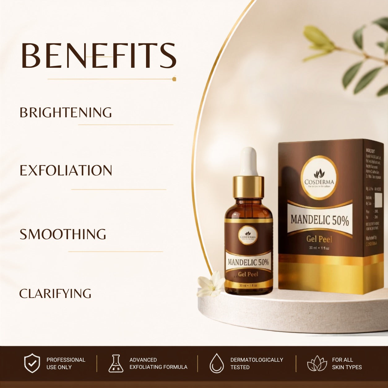Cosderma Mandelic Peel 50% | Exfoliating Facial Peel for Youthful & Clear Skin | Professional Derma Peel