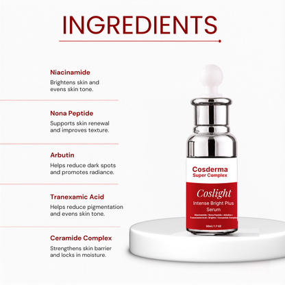 Coslight Intense Bright Plus Serum – Advanced Brightening & Hydration | Cosderma Super Complex 6