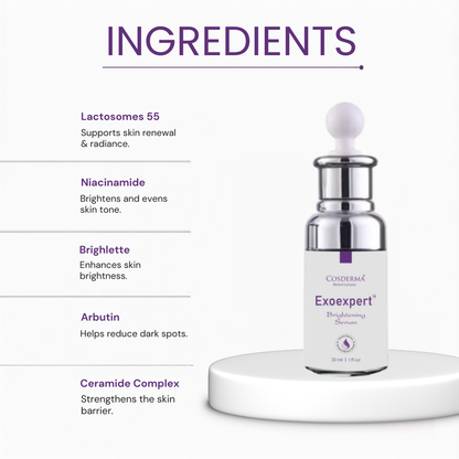 Cosderma Exoexpert Brightening Serum. Advanced Depigmenting & Radiance Restoration Formula.