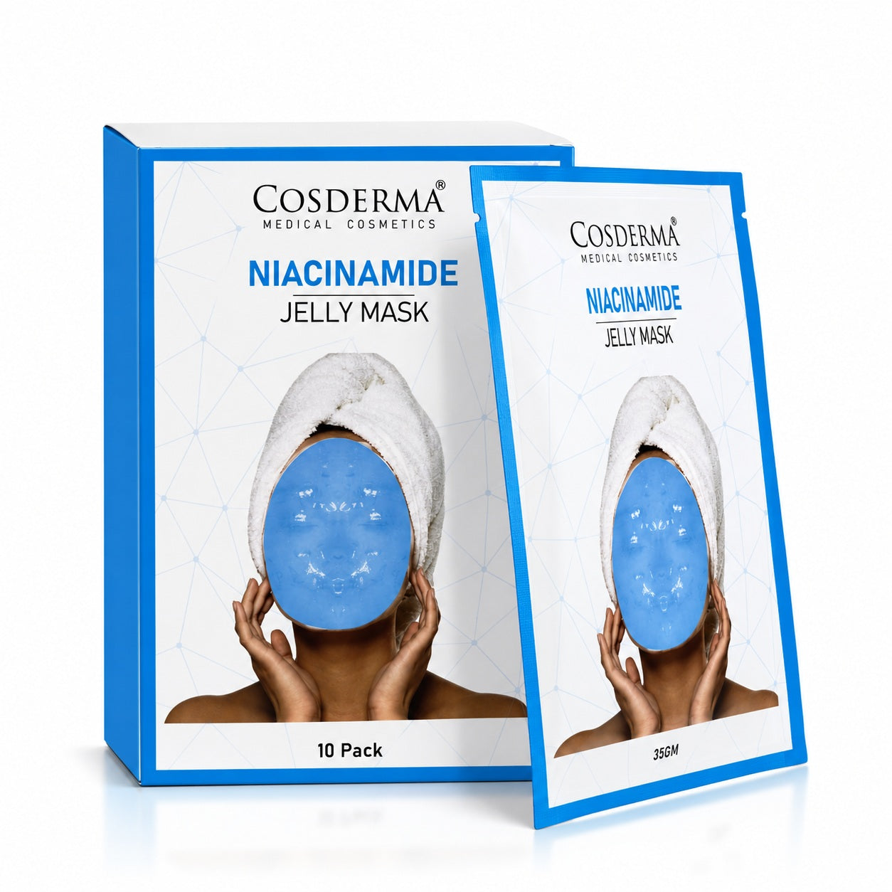 Cosderma Niacinamide Jelly Mask (10 x 35gm) – Oil Control, Pore Tightening & Brightening Peel-Off Mask