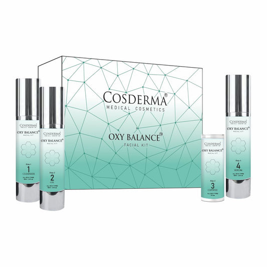 Cosderma Oxy Balance Facial Kit – 4 Step Oxygen Infusion Facial for Acne-Prone & Oily Skin (10 Sessions)
