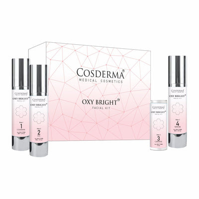 Cosderma Oxy Bright Facial Kit for Brightening – 4 Step Professional & Home Care Facial (10 Sessions)