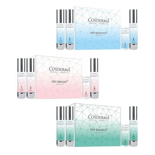 Cosderma Oxy Facial Kit Series – Oxy Balance, Oxy Bright & Oxy Reneuvit Kits for Rejuvenated, Radiant & Oxygen-Boosted Skin