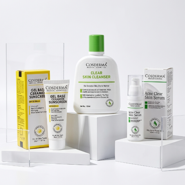 Cosderma Clear Skin Essentials Kit for Oily Skin 3 Step Daily Skincare Routine
