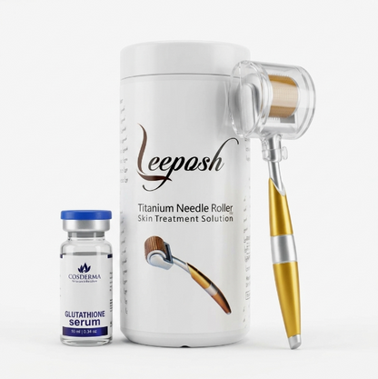 Cosderma Professional Skin Brightening Kit with Leeposh Derma Roller & Glutathione Serum