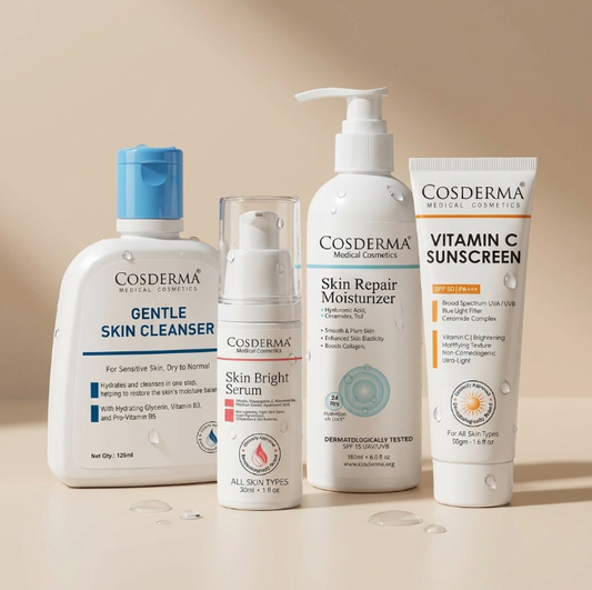 Cosderma Daily Care COMBO, Cleanser, Serum, Moisturizer, Sunscreen (For Normal Skin)