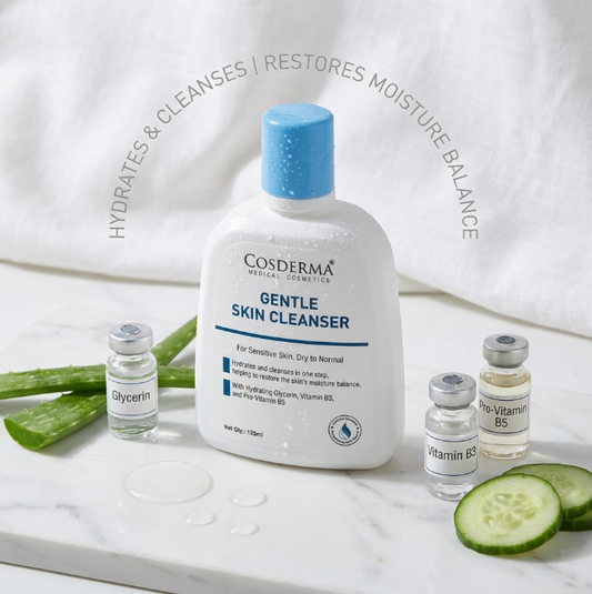 Cosderma Gentle Skin Cleanser for Sensitive & Dry to Normal Skin – Hydrating Creamy Formula