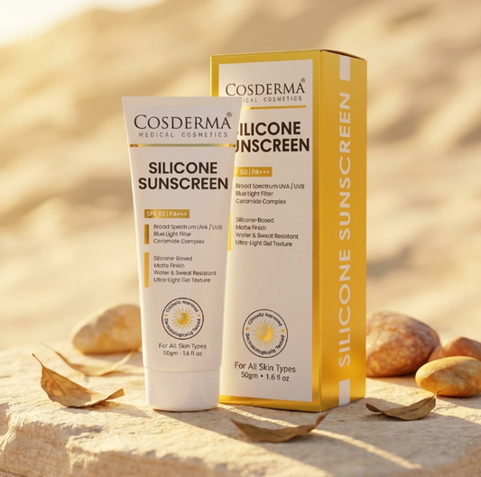 Cosderma Silicone Sunscreen – Broad Spectrum UV & Blue Light Shield with Ceramides | Matte, Water-Resistant, Ultra-Light Gel Formula