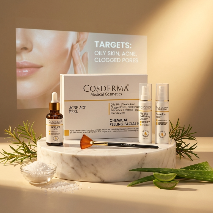 Cosderma Acne Act Peel for Oily Skin | Treats Acne, Clogged Pores, Blackheads, Seborrheic Keratosis, and Scars | Chemical Peeling Facial Kit