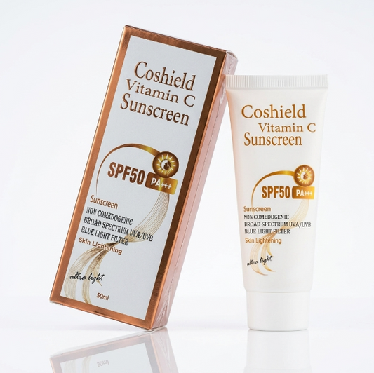 Coshield Vitamin C Sunscreen SPF50 PA+++ | Brightening & Non-Comedogenic, Ultra-Light Formula