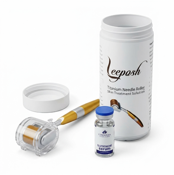 Cosderma Professional Skin Brightening Kit with Leeposh Derma Roller & Glutathione Serum