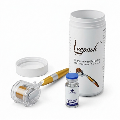 Cosderma Professional Skin Brightening Kit with Leeposh Derma Roller & Glutathione Serum