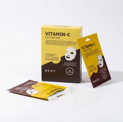 Cosderma Vitamin-C Face Sheet Mask | Hydrating & Brightening (Pack of 10)