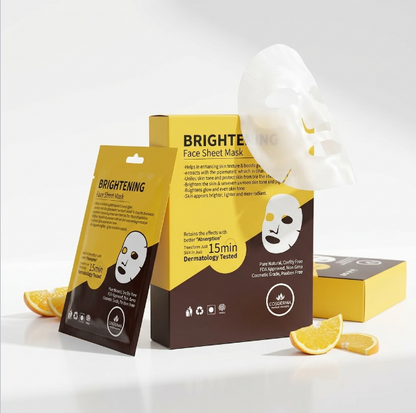 Cosderma Brightening Face Sheet Mask for Unify Skin Tone & Radiant Glow (Pack of 10)