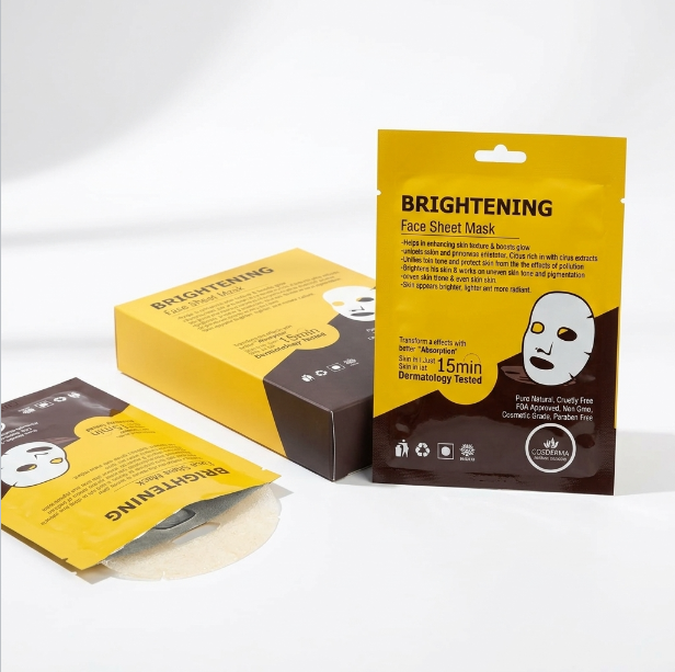 Cosderma Brightening Face Sheet Mask for Unify Skin Tone & Radiant Glow (Pack of 10)