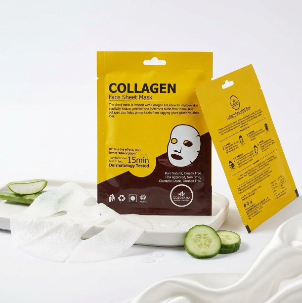 Cosderma Collagen Face Sheet Mask | Anti-Aging & Hydrating Mask