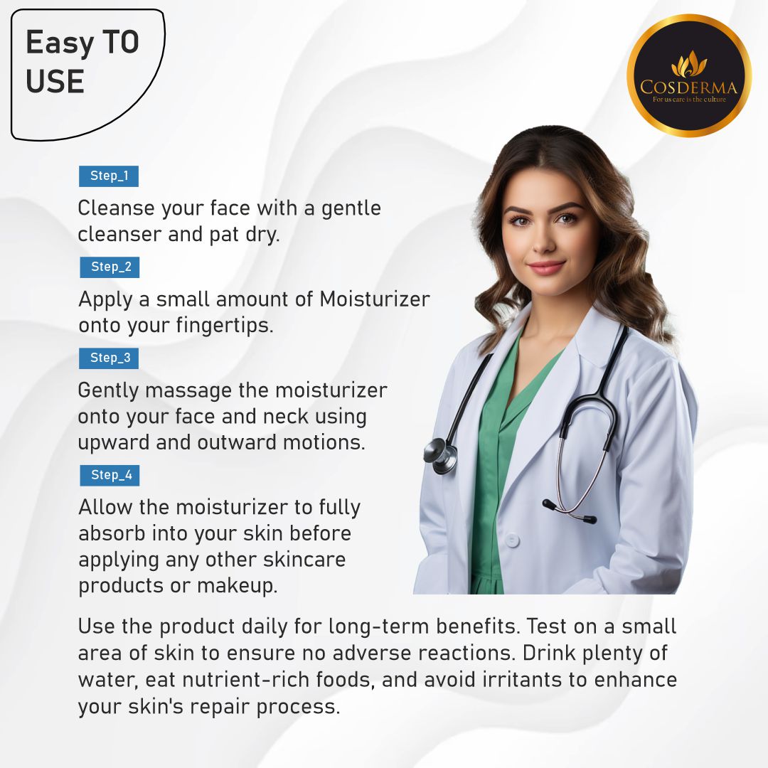 Cosderma Skin Lightening Moisturizer – With Niacinamide, Arbutin, Glutathione & Vitamin C | Brightening, Hydrating & Collagen-Boosting Daily Moisturizer | 180ml