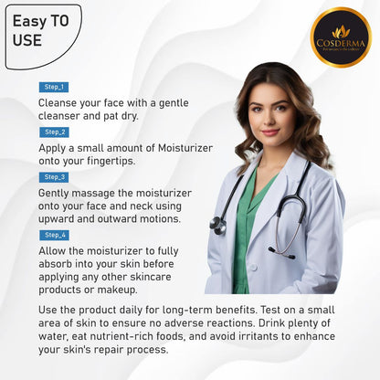 Cosderma Skin Lightening Moisturizer – With Niacinamide, Arbutin, Glutathione & Vitamin C | Brightening, Hydrating & Collagen-Boosting Daily Moisturizer | 180ml