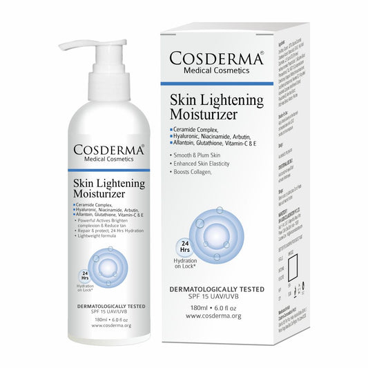Cosderma Skin Lightening Moisturizer – With Niacinamide, Arbutin, Glutathione & Vitamin C | Brightening, Hydrating & Collagen-Boosting Daily Moisturizer | 180ml