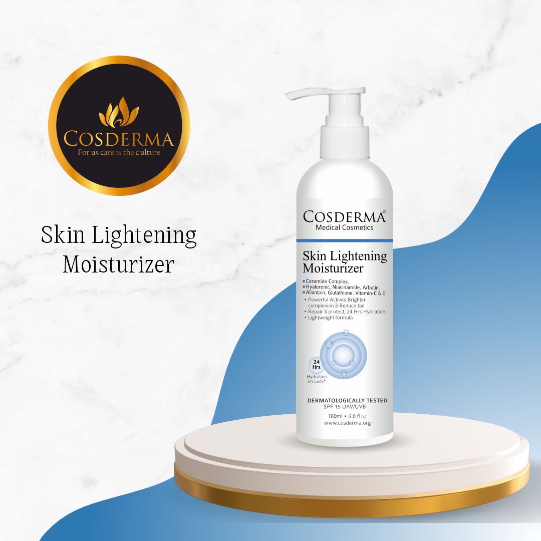 Cosderma Skin Lightening Moisturizer – With Niacinamide, Arbutin, Glutathione & Vitamin C | Brightening, Hydrating & Collagen-Boosting Daily Moisturizer | 180ml