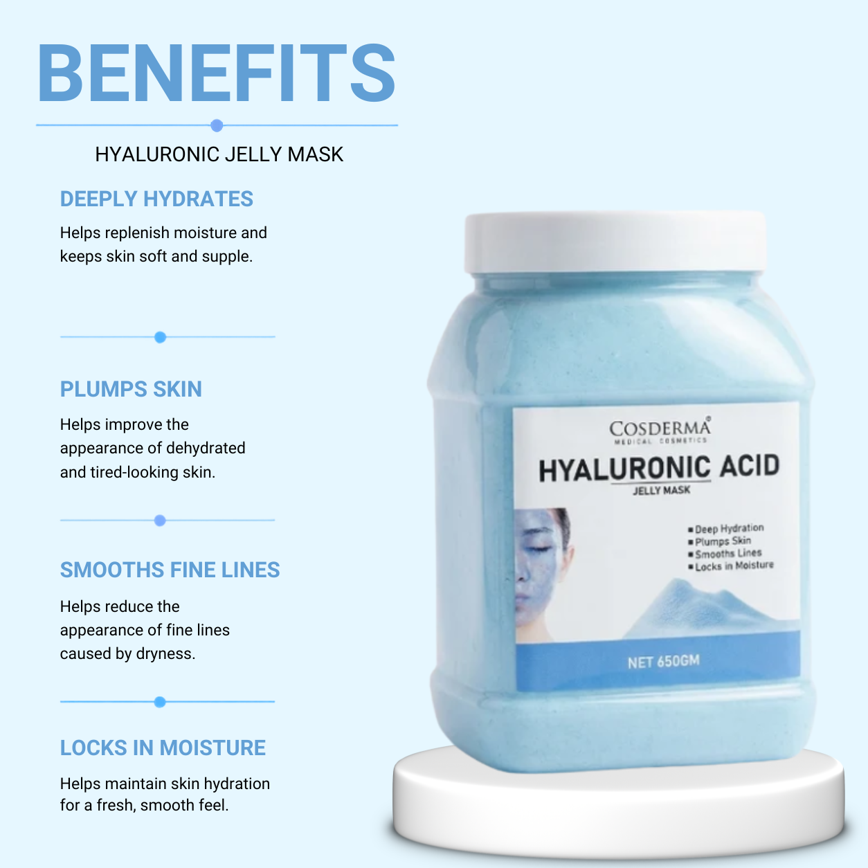 Cosderma Hyaluronic Acid Jelly Mask – Deep Hydration & Skin Plumping (650gm)