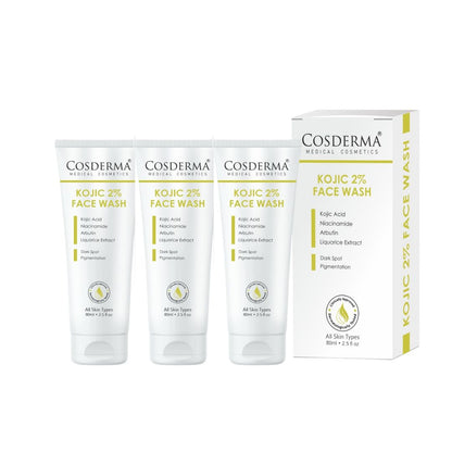 Cosderma Kojic 2% Face Wash – Brightening Cleanser with Kojic Acid, Niacinamide, Arbutin & Liquorice Extract for Pigmentation, Tan & Uneven Skin Tone