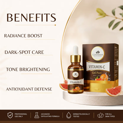 Cosderma Vitamin-C Gel Peel | Brightening & Anti-Aging Exfoliant | Professional Derma Peel